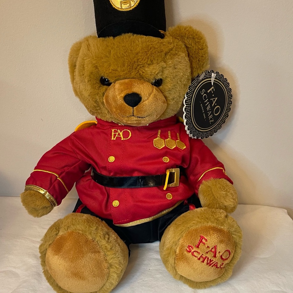 NWT FAO Schwarz Soldier Plush Bear